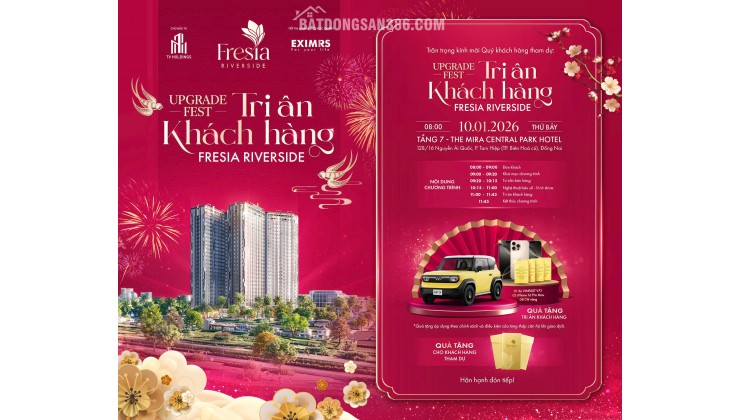 CĂN HỘ CAO CẤP FRESIA REVERSIDE BIÊN HÒA  VIEW SÔNG ĐỒNG NAI, ĐỐI DIỆN AEON MALL